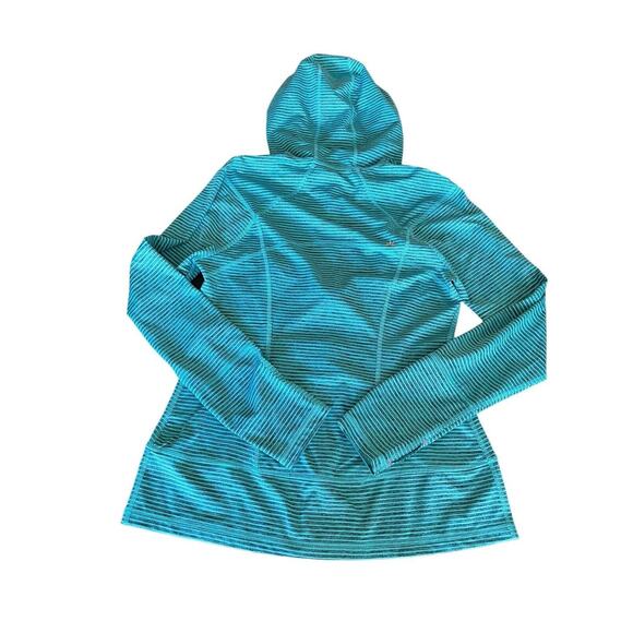 Lukka Jacket Teal Blue Striped Zip Up Hoodie Lightweight Womens Size M - Picture 13 of 15